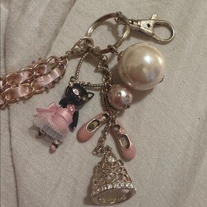 Betsey Johnson cat ballerina keychain
